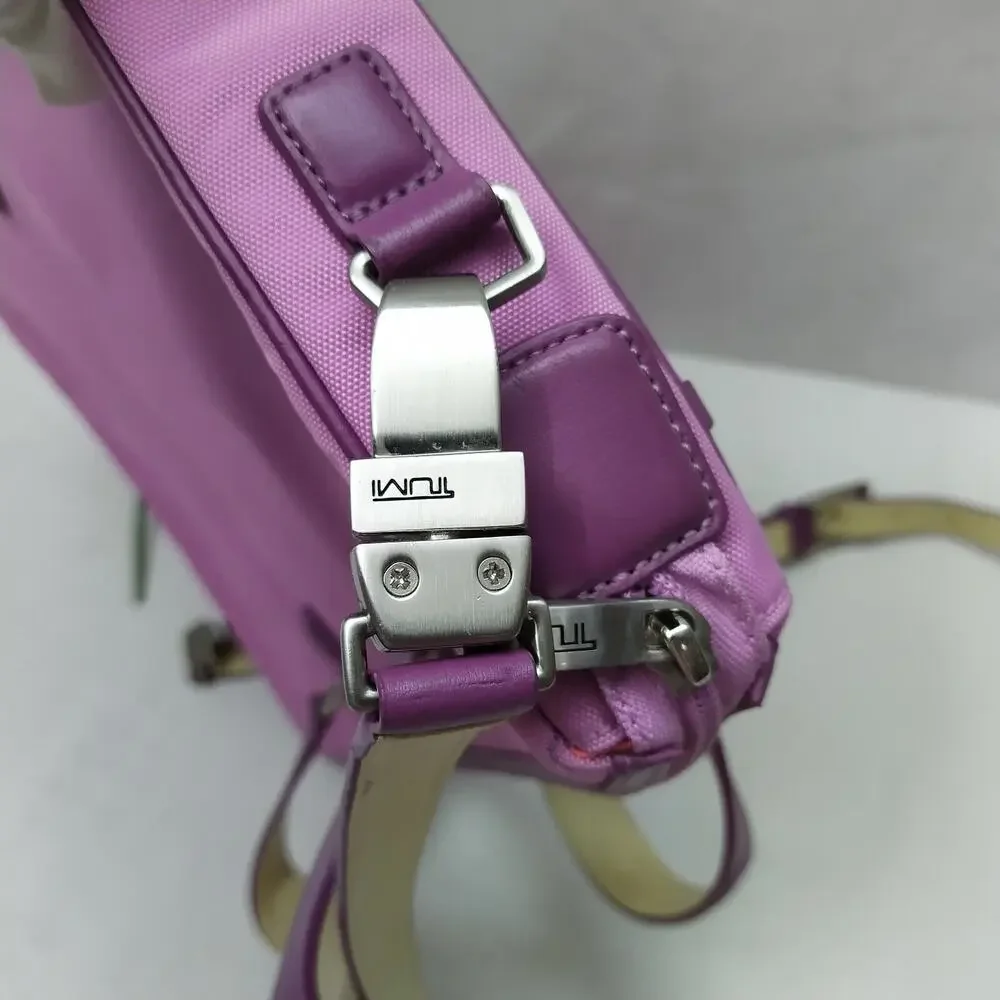 Tumi Purple Nylon Zipper Closure Messenger Laptop Crossbody Bag